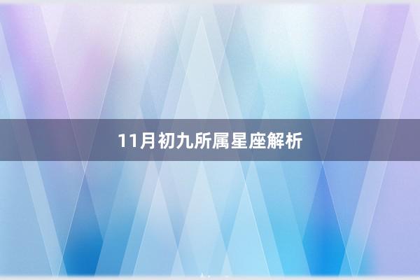 11月初九所属星座解析